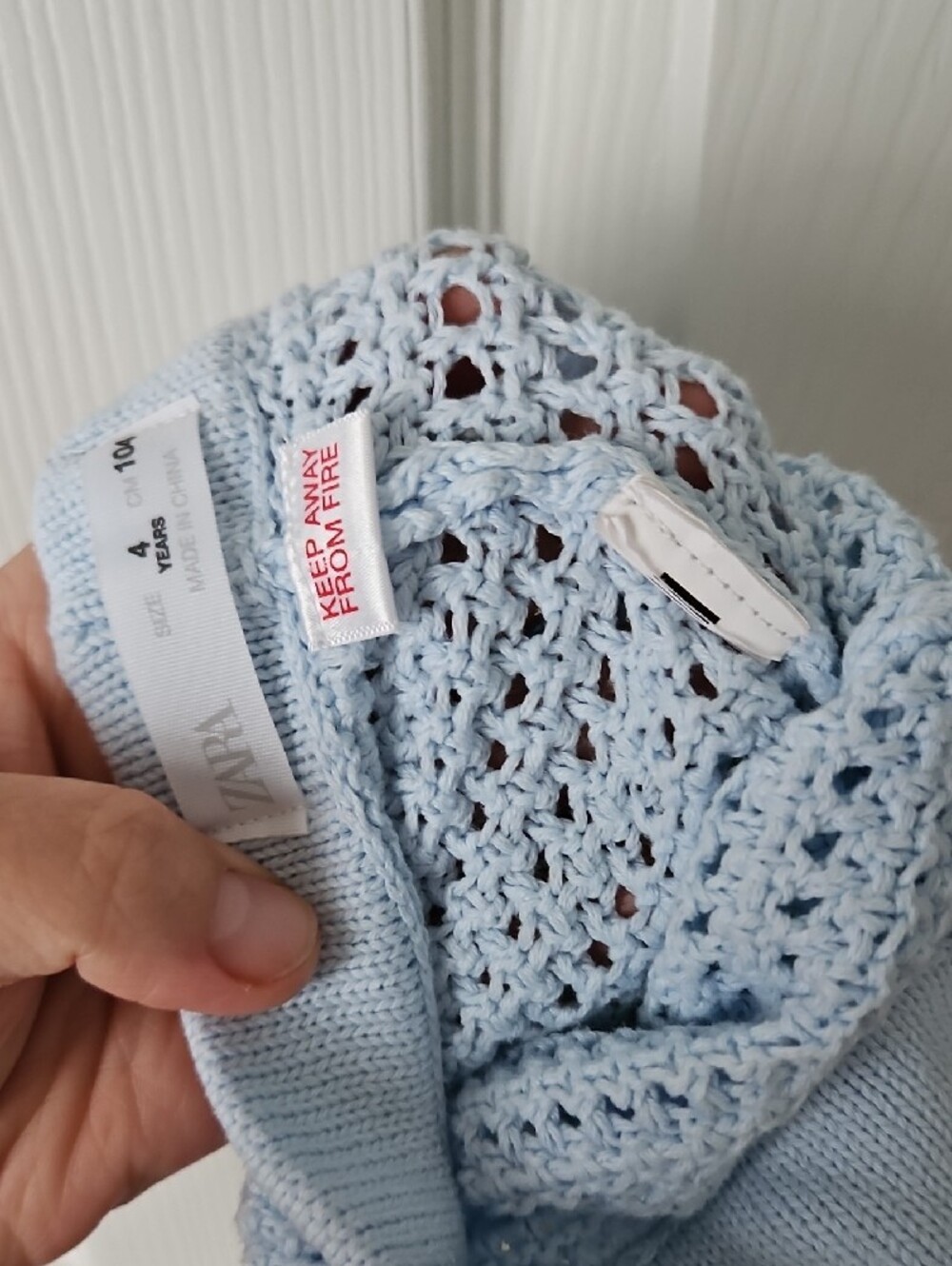 Zara Light Blue and Sage Green Crochet Crew Neck Sweater/shorts - Picture 6 of 6